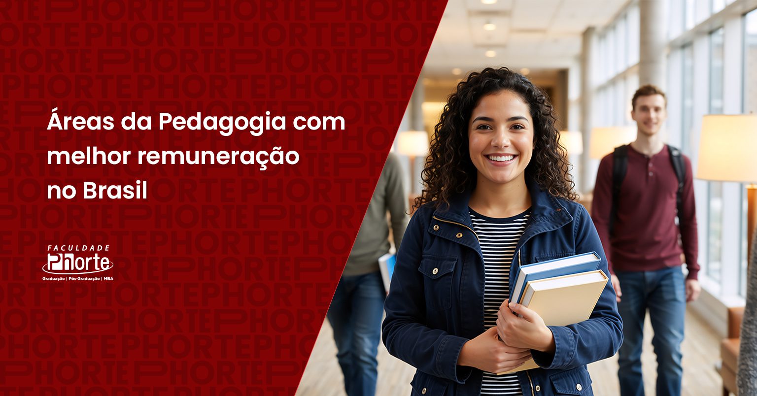 A imagem tem como finalidade divulgar e chamar atenção para um conteúdo informativo sobre a carreira em Pedagogia, com foco nas áreas com melhor remuneração no Brasil.